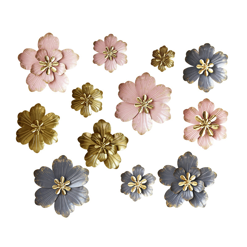 Picture of Light Luxury Metal Stereo Flower Wall Hanging DIY Wall Decoration Living Room Bedroom Tv Wall Hanging Single Small Wall Decoration