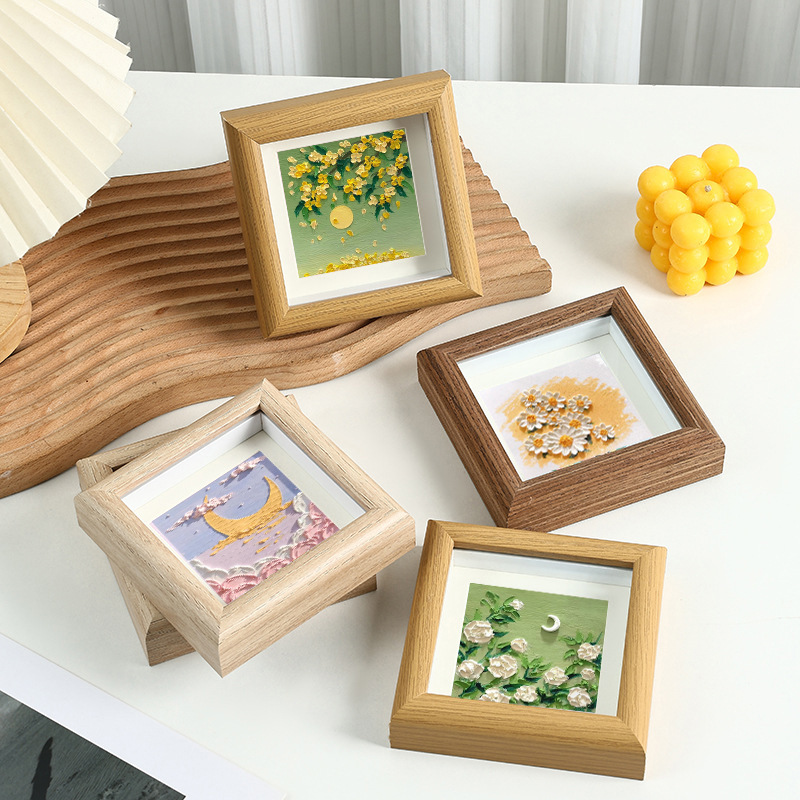 Mini square handmade photo frame small cute exquisite ornaments is 4 inch is 5 inch walnut factory wholesale