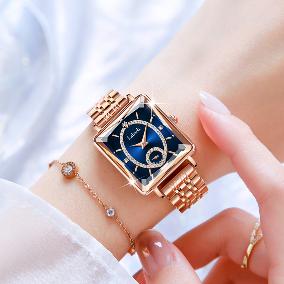 labaoli/labaoli Light Luxury Temperament Women's Watch Independent Second Plate Square Quartz Women's Diamond Set LA281