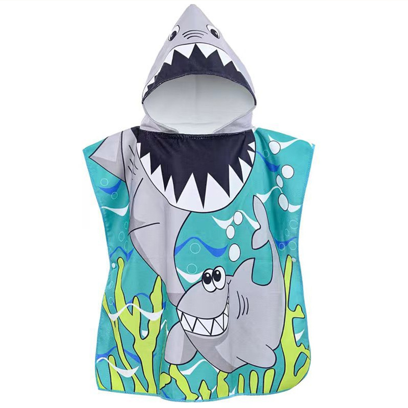 Picture of Children's Cape Bath Towel Microfiber Warp Knitted Cute Cartoon Printed Towel Can Be Worn in the Shower Hooded Absorbent Bathrobe