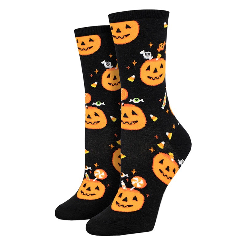 Amazon European and American Cross-Border New Halloween Creative Funny Pumpkin Jacquard Trendy Socks for Men and Women Couples Mid-Calf Socks
