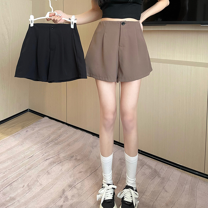 Design Sense Niche Casual Suit Pants Women's 2024 Summer New High Waist Loose Slimming All-match Wide Leg Pants Shorts