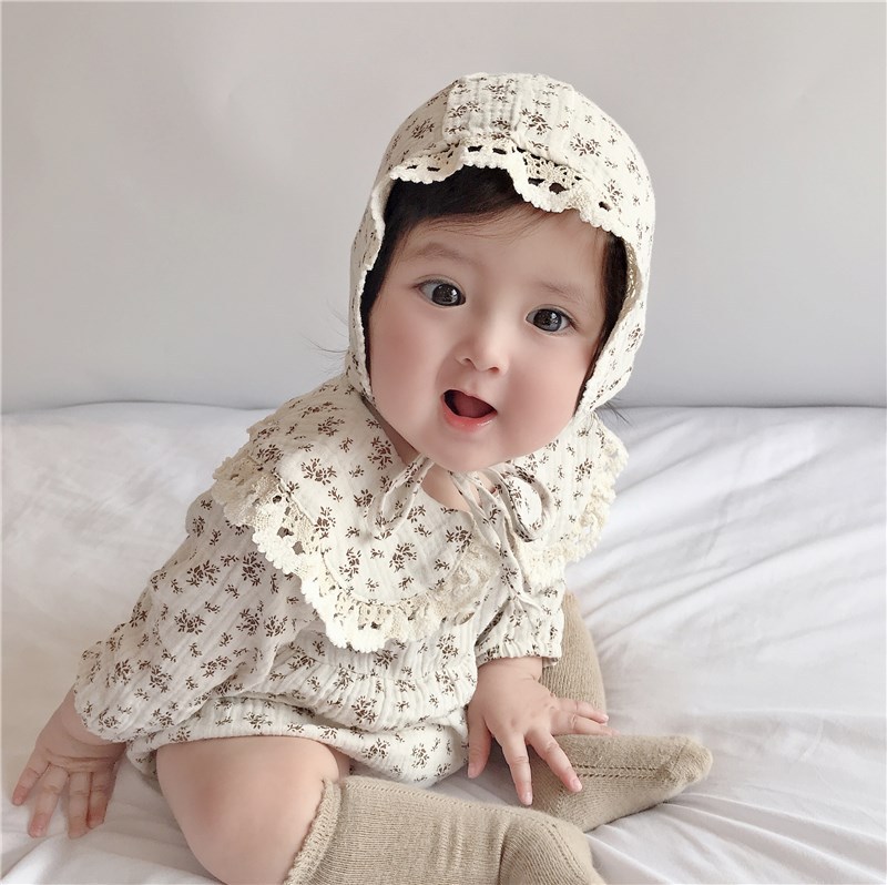 Picture of Children's Clothing Spring and Autumn Korean Style Baby Female Floral Bag Fart Clothes Baby Baby Lace Doll Collar Hatshirt Hatshirt