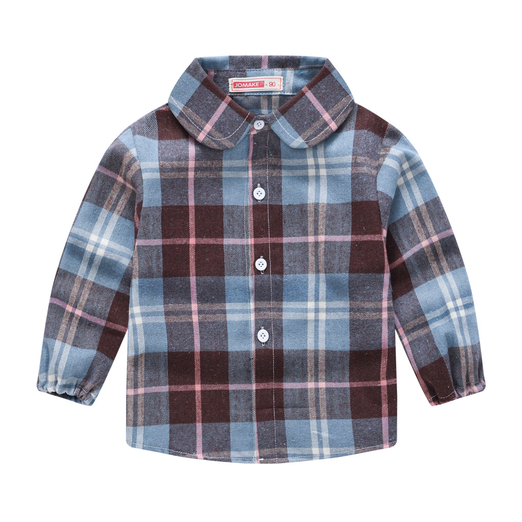 Picture of New children's spring and autumn casual long-sleeved shirt Korean style boys and girls plaid shirt children's trendy brushed shirt