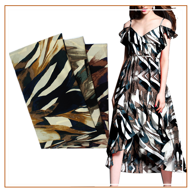 Plain Satin Printed Fabric Polyester Tie Dye Camouflage Fabric Modern Women's Shirt Dress New Style Pattern