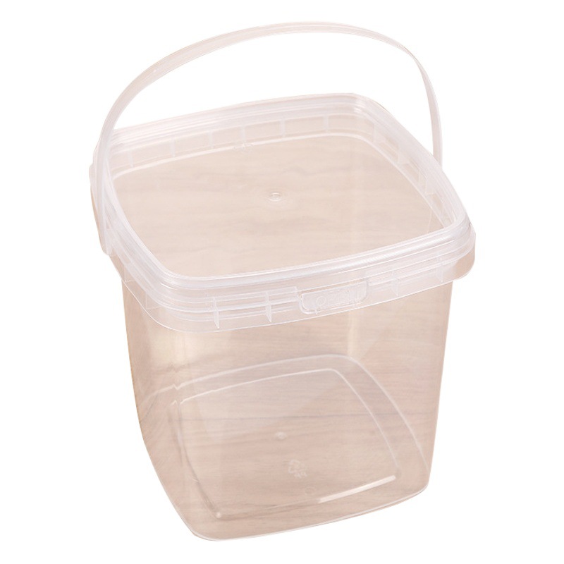 0.3 0.5 1 2 L square transparent white portable plastic barrel storage bucket colourless sealing without leakage