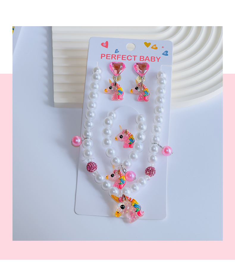 Picture of Amazon New Kidsren's Necklace Unicorn Bead Set DIY Kidsren's Jewelry Girls Ring Necklace Wholesale