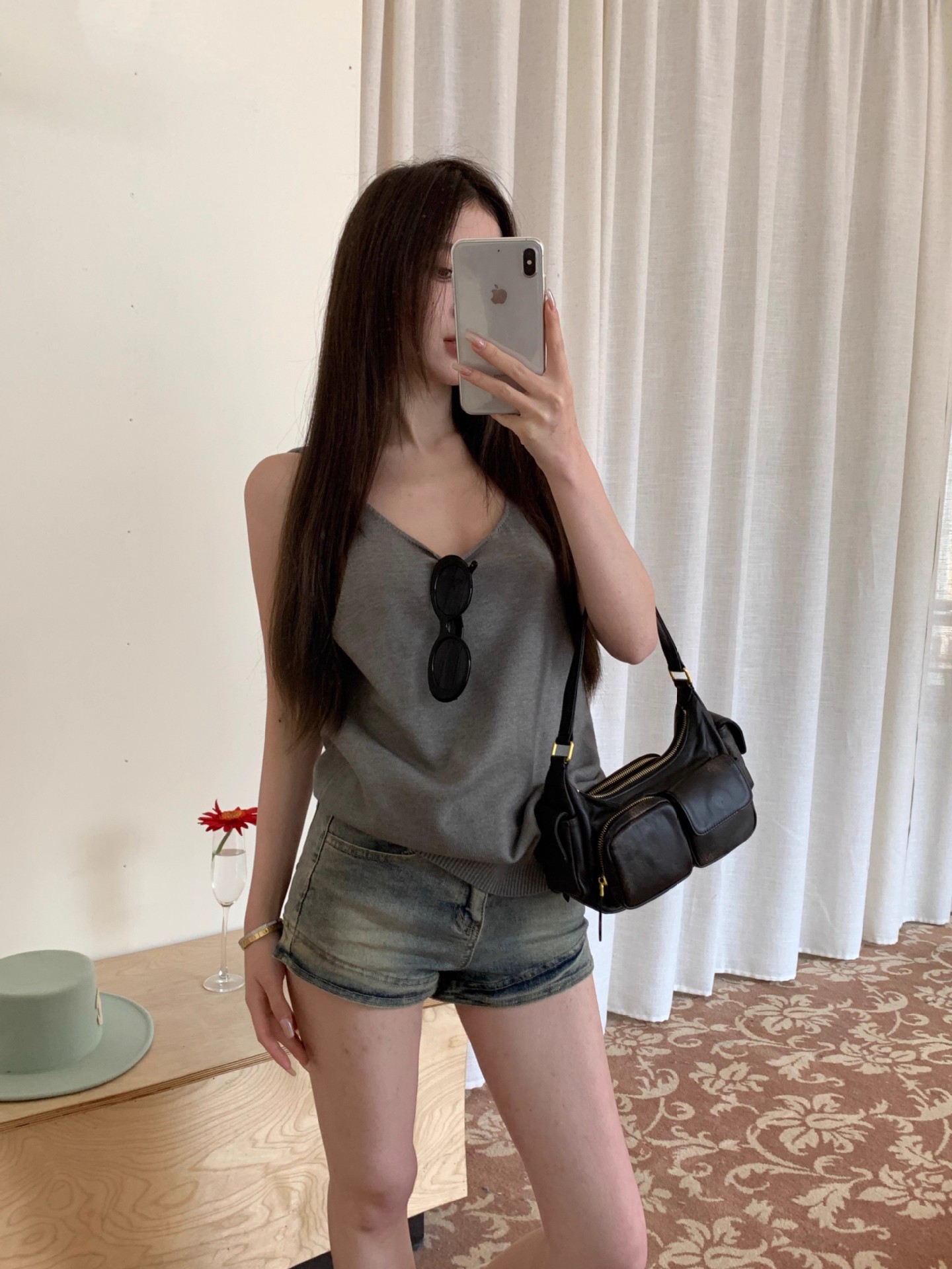 American Hot Girl Backless Camisole Women's Summer Outer Wear Loose Slimming Pure Lust Sexy Beautiful Back Knitted Versatile Top