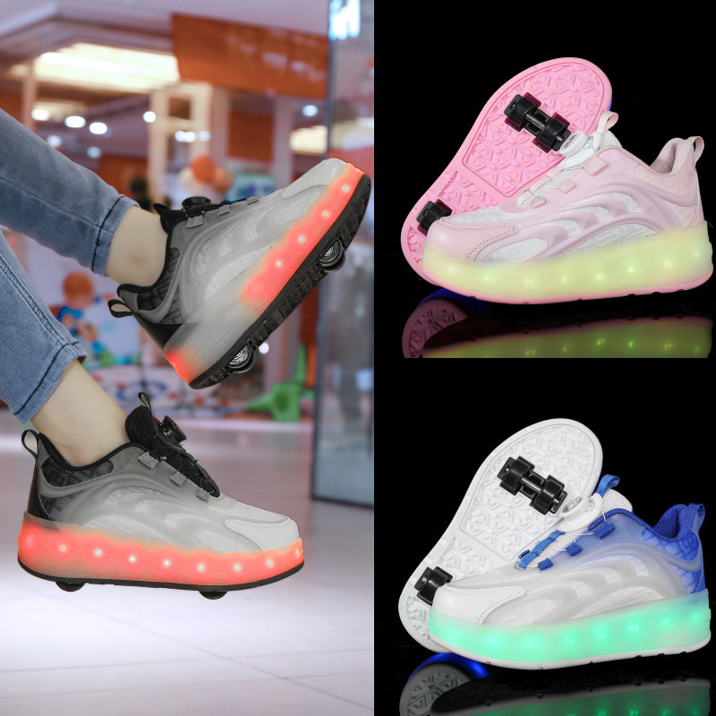 Children's walking shoes boys and girls four-wheel invisible skating shoes walking deformation shoes student wheel shoes skating shoes