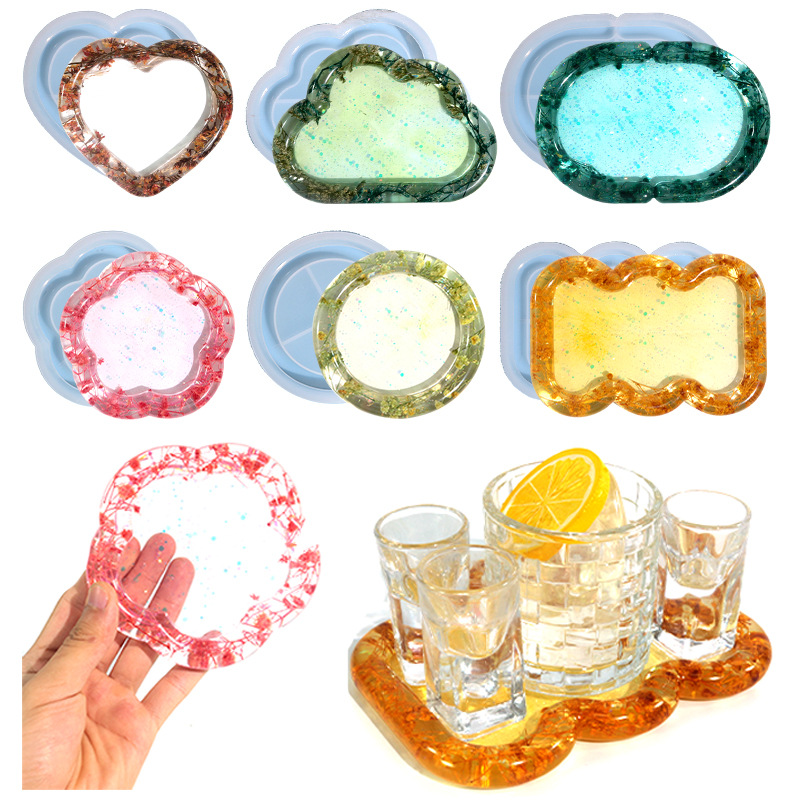 Deyi Yangyang DIY Crystal Glue Mold 6 Clouds Heart Storage Tray Silicone Mold Cross-Border Exclusive Supply