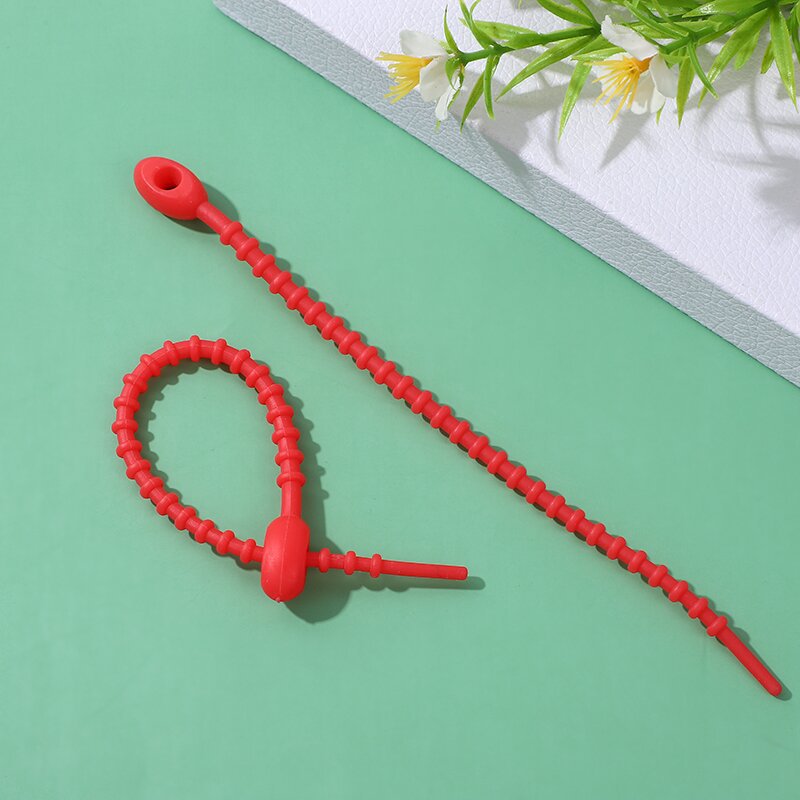 Picture of Self-locking storage soft rubber rope cartoon diy key ring silicone cable tie color data cable tie can be reused