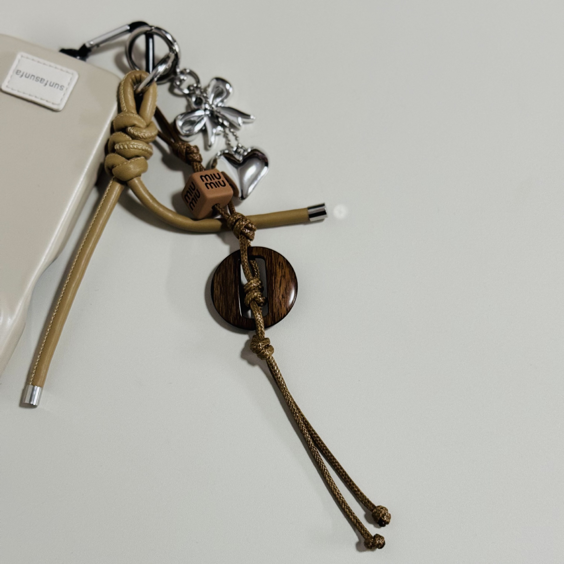 Autumn and Winter Maillard Miu Bag Pendant Korean Bow Sue Love Hanging Keychain Mobile Phone Pendant