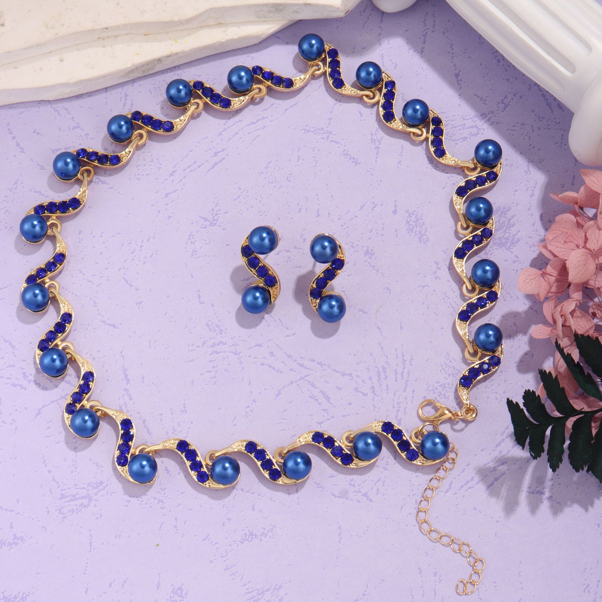 Picture of Cross-Border Hot Selling European and American Fashion Light Luxury Bohemian Style Irregular Pearl Earrings Necklace Necklace Set