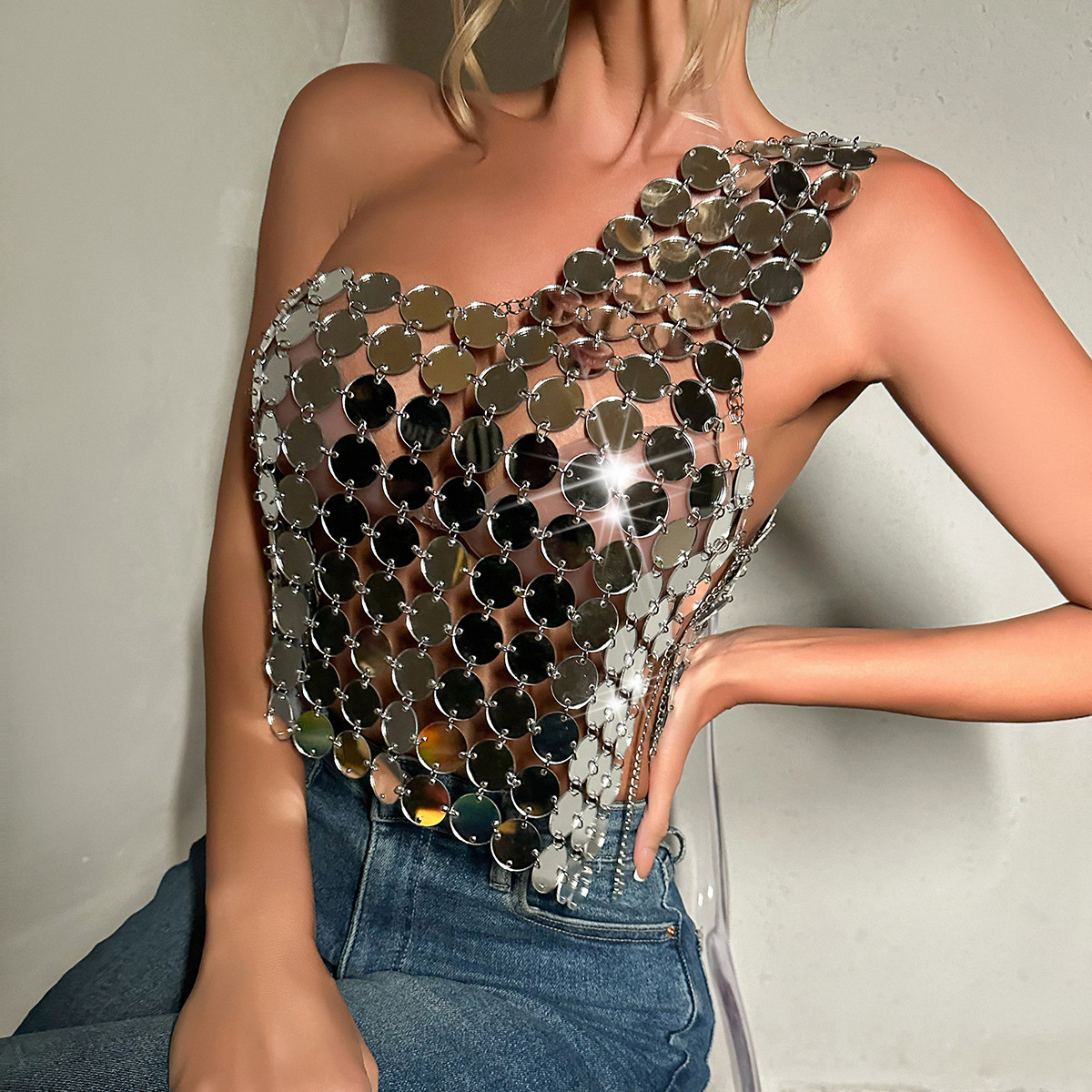 European and American Ins Amazon Aliexpress Cross-Border Women's Clothing Hot-Selling Hand-Stitched Acrylic Tube Top Hd21444