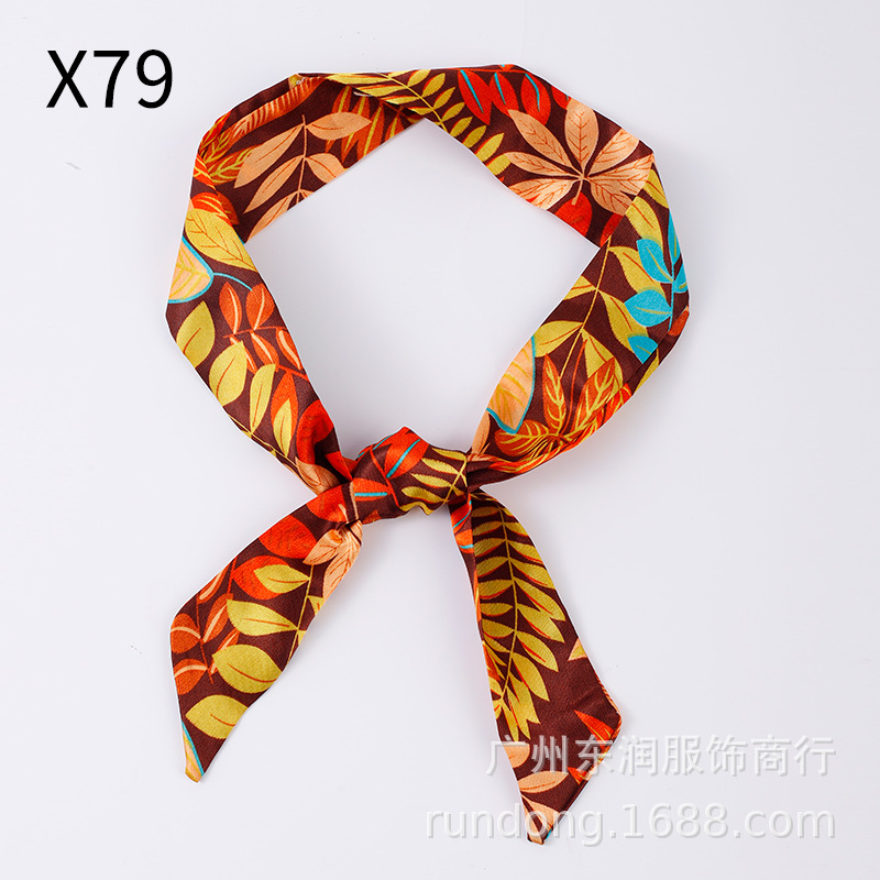 Picture of Silk Scarf Wholesale Long Beveled Small Silk Scarf Double-layer All-match Hair Belt Ribbon Decoration Tie Bag Hand Gift Box Silk Scarf