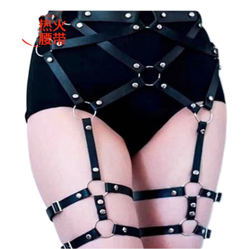 2021 European and American hip-hop punk leather decorative belt performance accessories waist chain sexy belt
