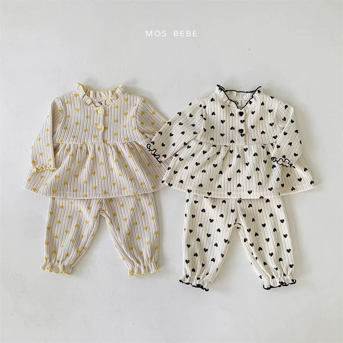 Spring 2025 Korean-style Baby Love Ear Lace Doll Shirt Girl's Pants Casual Two-piece Set