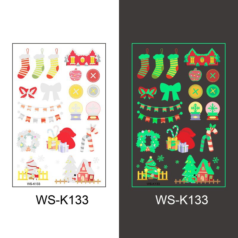 Picture of New Christmas Luminous Tattoo Sticker Children's Cartoon Snowflake Face Decoration Gift Waterproof Sweat Luminous Sticker