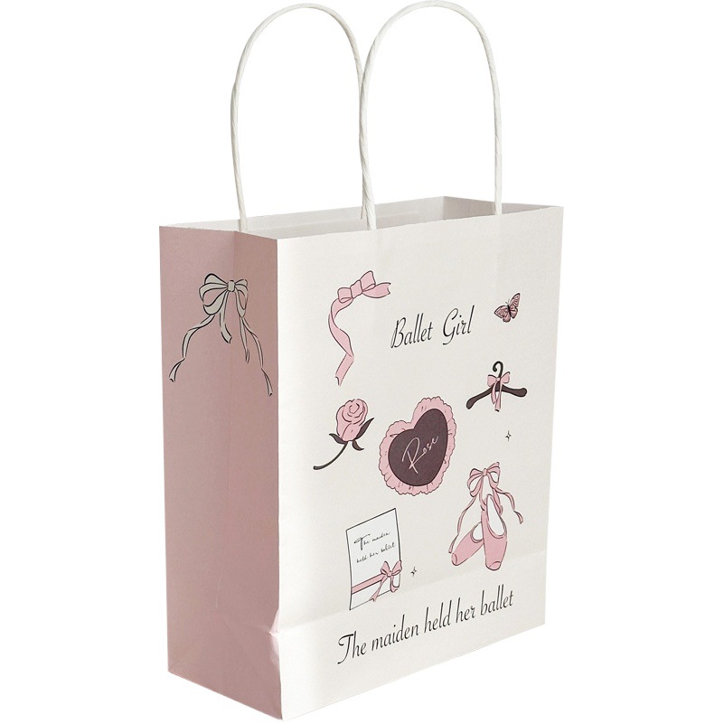 Valentine's Day girl heart ballet with her BalletGirl birthday hand gift Kraft paper handbag