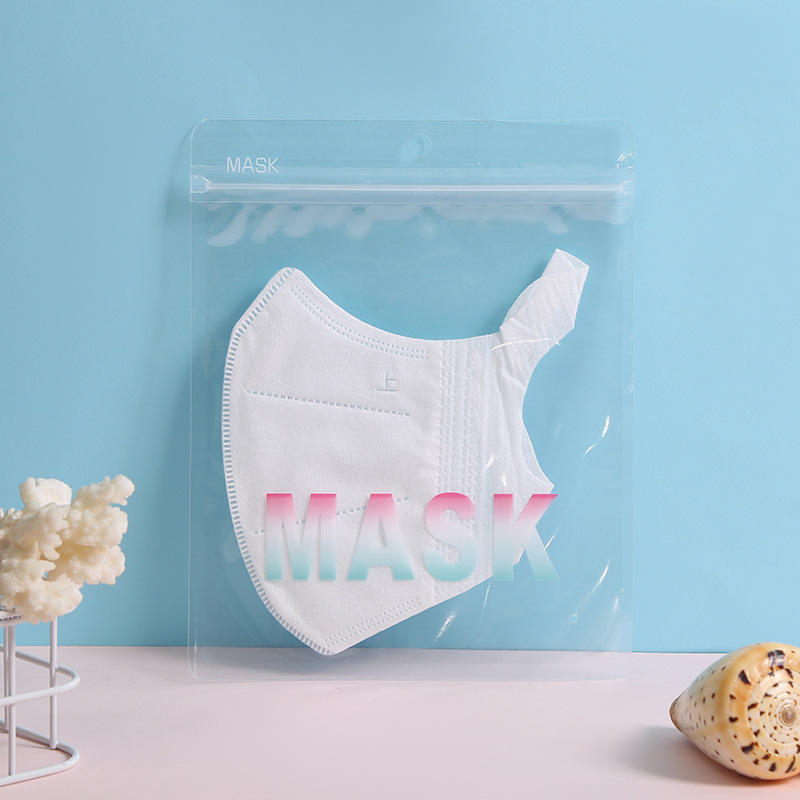 3D Disposable Mask Packaging Bag Stereo Mask Transparent Self-sealing Bag Factory Spot Three-sided Sealed Composite Bag Thickened