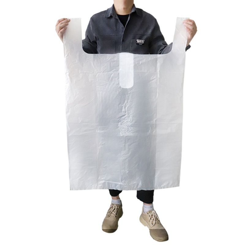 Large White Thickeneded Clothing Moving Packing Satchel Plastic Bag Transparent Convenience Bag Supermarket Shopping Vest Bag