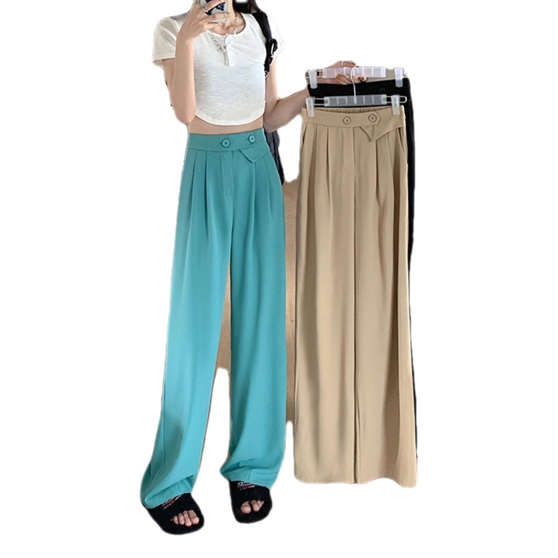 Design draping suit mopping pants for women spring and summer Korean style 2023 new high waist slimming loose wide leg straight pants