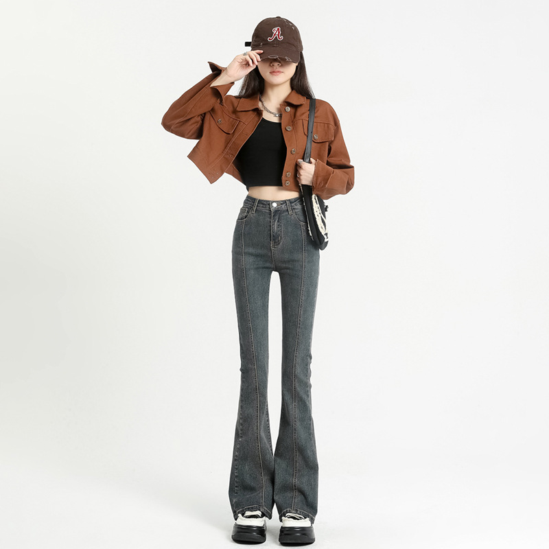 Picture of Micro-La Jeans Women's Autumn Wear 2023 New High Waist Slimming Black Tall Bell Pants for Children Spring and Autumn