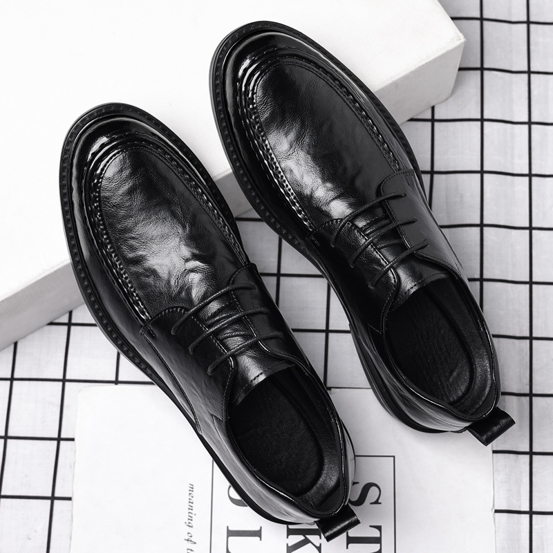 Business formal men's leather shoes men's 2025 British leather shoes casual increased 8CM wedding groom shoes a generation of hair