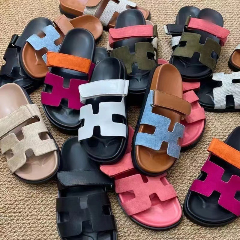 Cross-Border Erjiu Women's Thick-Soled H Slippers 2024 New Velcro Export Large Size Fashion Slippers Wholesale