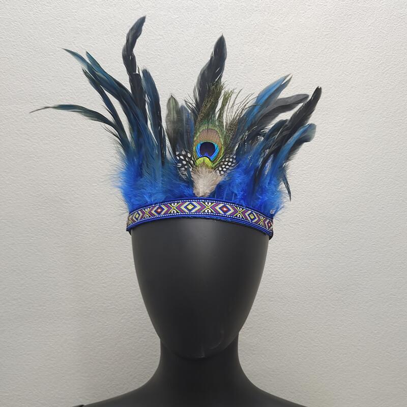 Picture of Indian Feather Headwear Chief Hair Accessories Carnival Stage Show Props Headwear Accessories Cross Border
