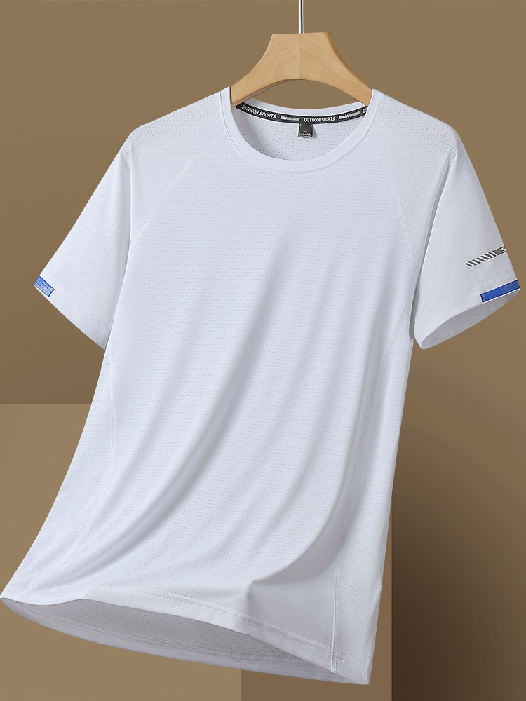 Summer Men's Quick-drying Clothes Short-sleeved T-shirt Breathable Sweat-absorbent Sports Fitness Running Outdoor Climbing Lightweight Top Women's Trendy