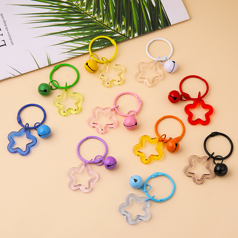 Picture of Korean Style Hyun-a Small Fresh Color Small Flower Bell Keychain Tanabata Gift Key Ring Bag Women's Hanging Accessories