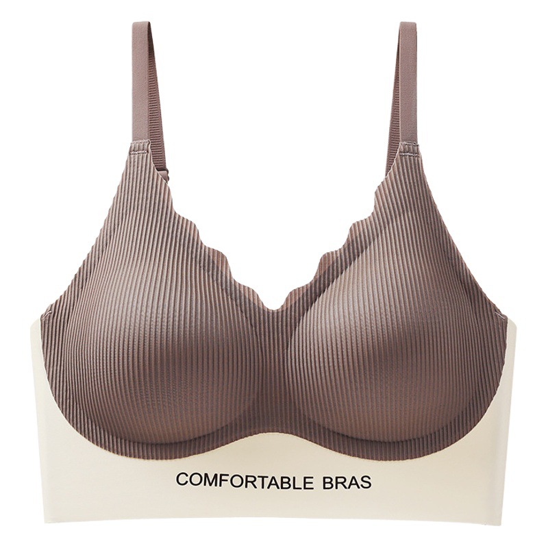 Soft Litching Fixed Cup Seamless Beautiful Back Underwear Women's No Steel Ring Small Chest Gathering Bracing Big Chest Small Bra Thin Summer