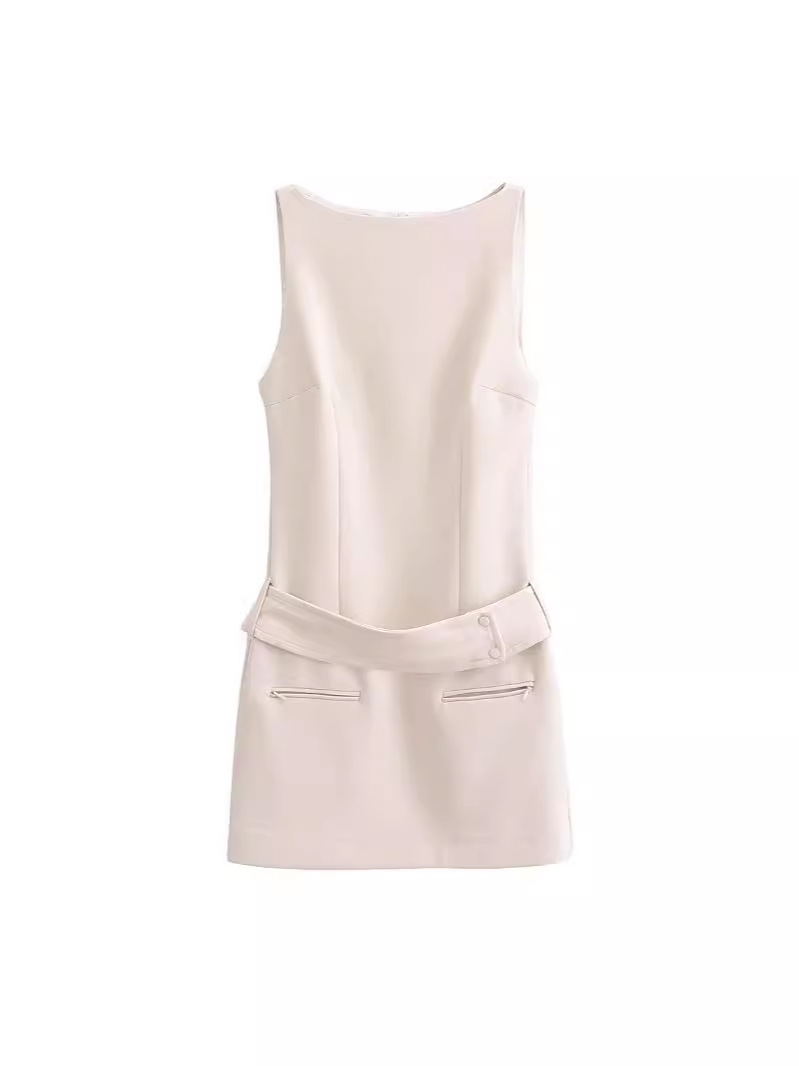 Amazon Wholesale 2024 Spring European and American Fashion Sleeveless Solid Color Belted Slim Fit Dress Bodycon Mini Skirt