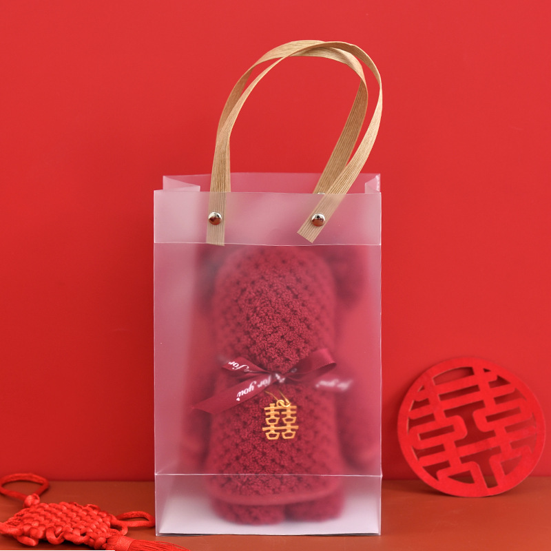 Picture of Bear towel wholesale wedding hand gift wine red wedding gift wedding gift hand gift towel
