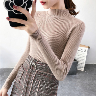 Picture of Half-Turtleneck Base Shirt for Women, Autumn and Winter 2021 New Style, Slim-Fitting Inner Top, Slimming Long-Sleeve Knitwear, Elegant and Suitable for Commuting