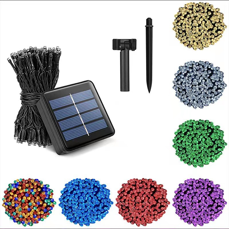 Picture of Solar String Lights Small Colorful Lights Flashing Lights Remote Control Christmas Garden Decoration Starry Sky Waterproof Camping Style Dark Green Line Light String