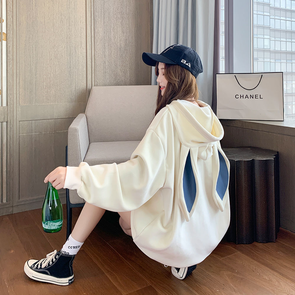 Picture of Rabbit ears sweater women's autumn and winter plus velvet padded hooded large size foreign style jacket ins cross-border foreign trade Wholesale