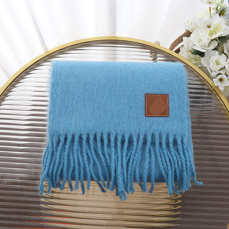 Picture of Set of standard new Luowei loe same style mohair mixed imitation scarf thickened warm plain tassel scarf shawl