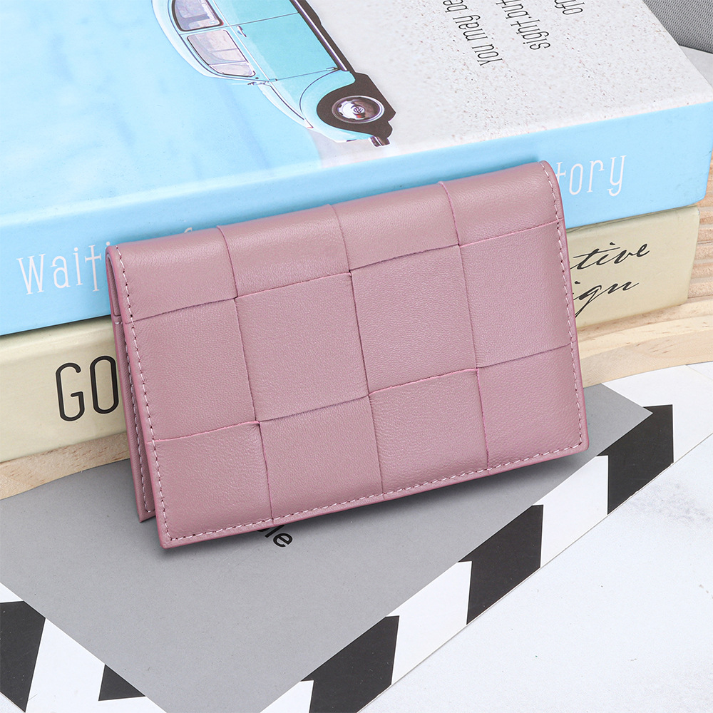 Picture of Genuine Leather Women's Passbook Bag New Fashion Sheepskin Woven Folding Passbook Cover Card Certificate Storage Protection Leather Cover
