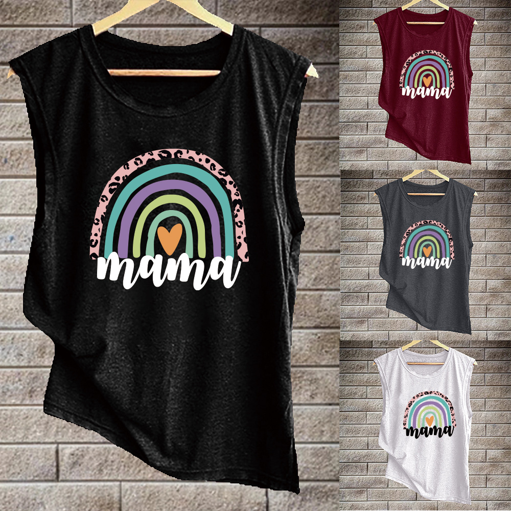 2021 Mother's Day spot European and American foreign trade women's wish Amazon mama Rainbow printed T-shirt women