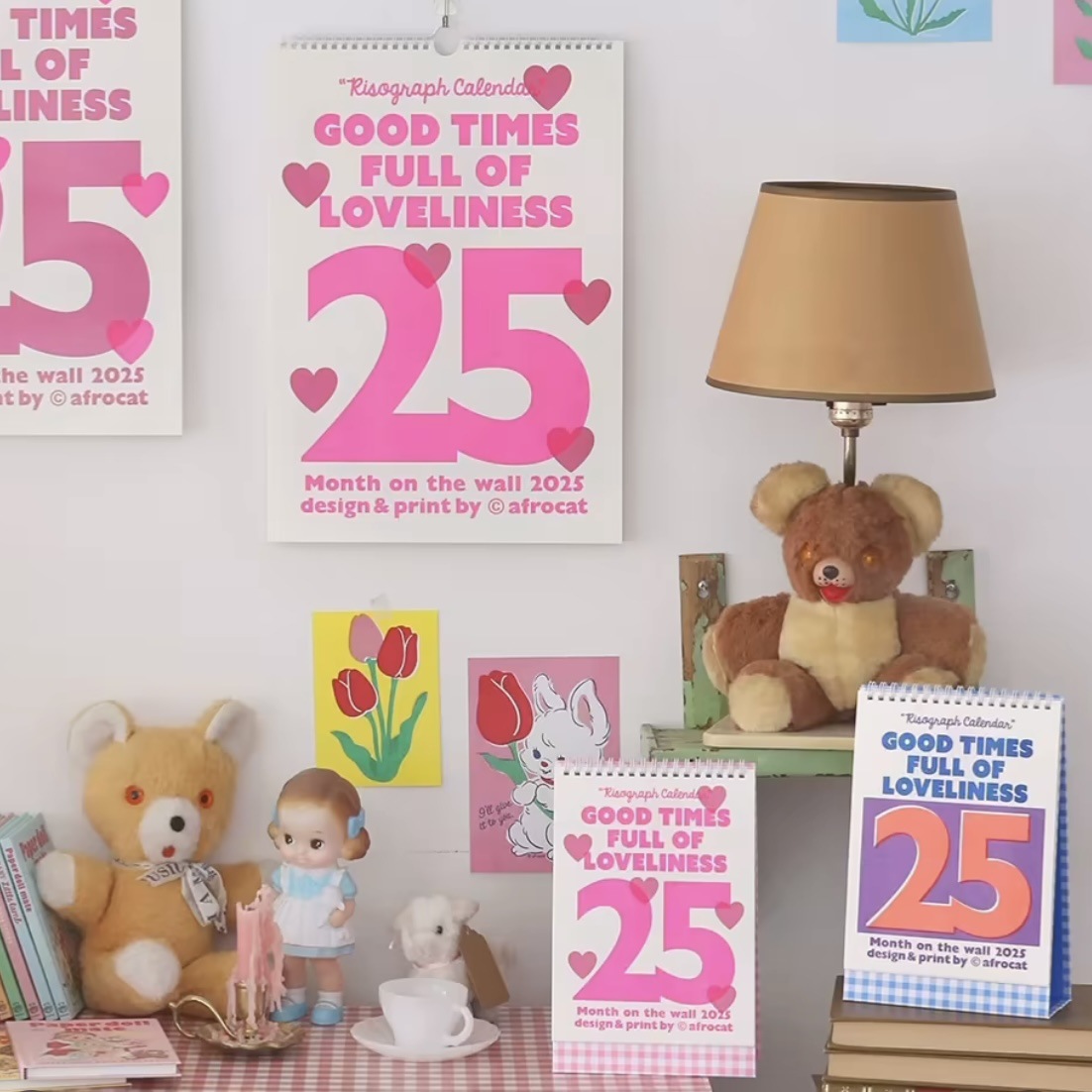 South Korea ins2025 Calendar Cartoon Calendar Schedule Wall Sticker Simple Cute Pin Desk Calendar Photo Props