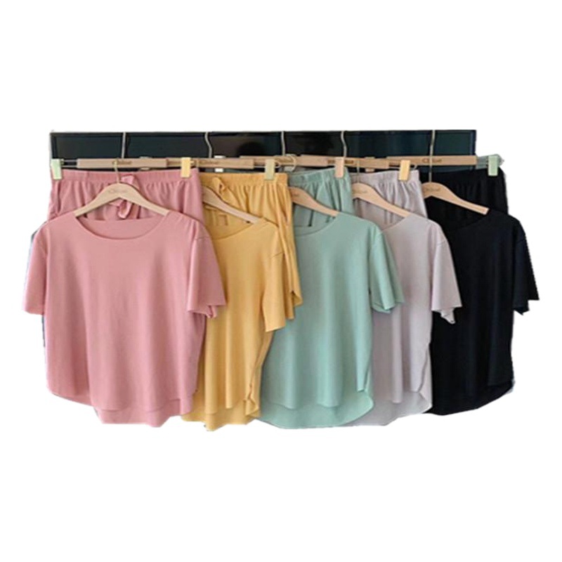 Ice Cool Queen Home Clothes 2023 Summer New Jelly suit Short Sleeve Shorts Two-Piece Set Lazy Ice Silk Pajamas