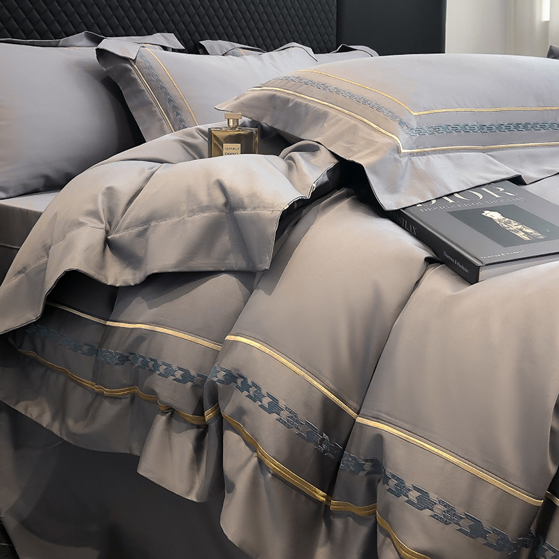 Picture of Light luxury 200S long staple cotton cotton four-piece set 100 cotton bedding sheets quilt cover bed 4-piece set a generation of hair