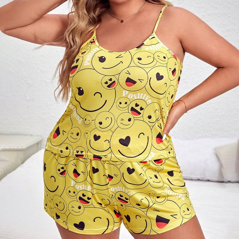 Picture of Cross-border Amazon temu European and American Style Large Size Plus Size Pajamas Sling Set Casual Printing Large Size Women's Clothing