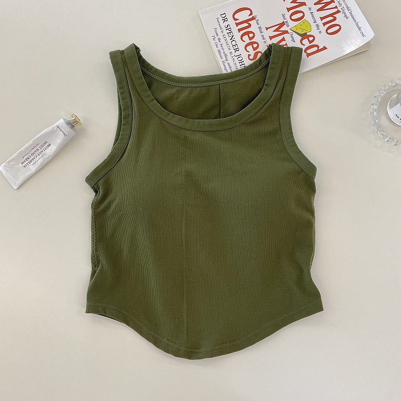 Picture of Women's wide-shoulder solid color vest with chest pad fixed Cup slim fit comfortable inner wear beauty back outer wear sleeveless bottoming top