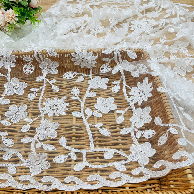 Wedding lace embroidered fabric mesh strand sequined embroidered dress fabric water soluble dress embroidered fabric