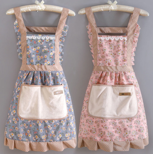 Korean style lace cooking apron female princess style waist breathable pastoral cute adult work clothes summer Western style new