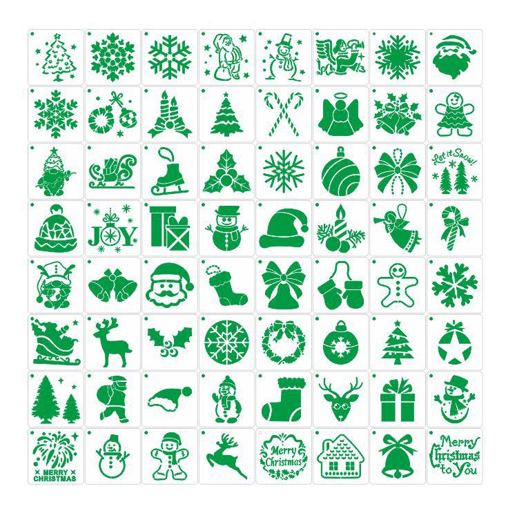 Picture of 64PCs Christmas template reusable Christmas template wooden wall decoration furniture art painting Template