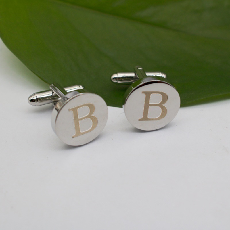 Picture of High-End Letter Cufflinks Men's Shirt Collar Clip Set Metal Accessories Business 26 Letters Laser in Stock
